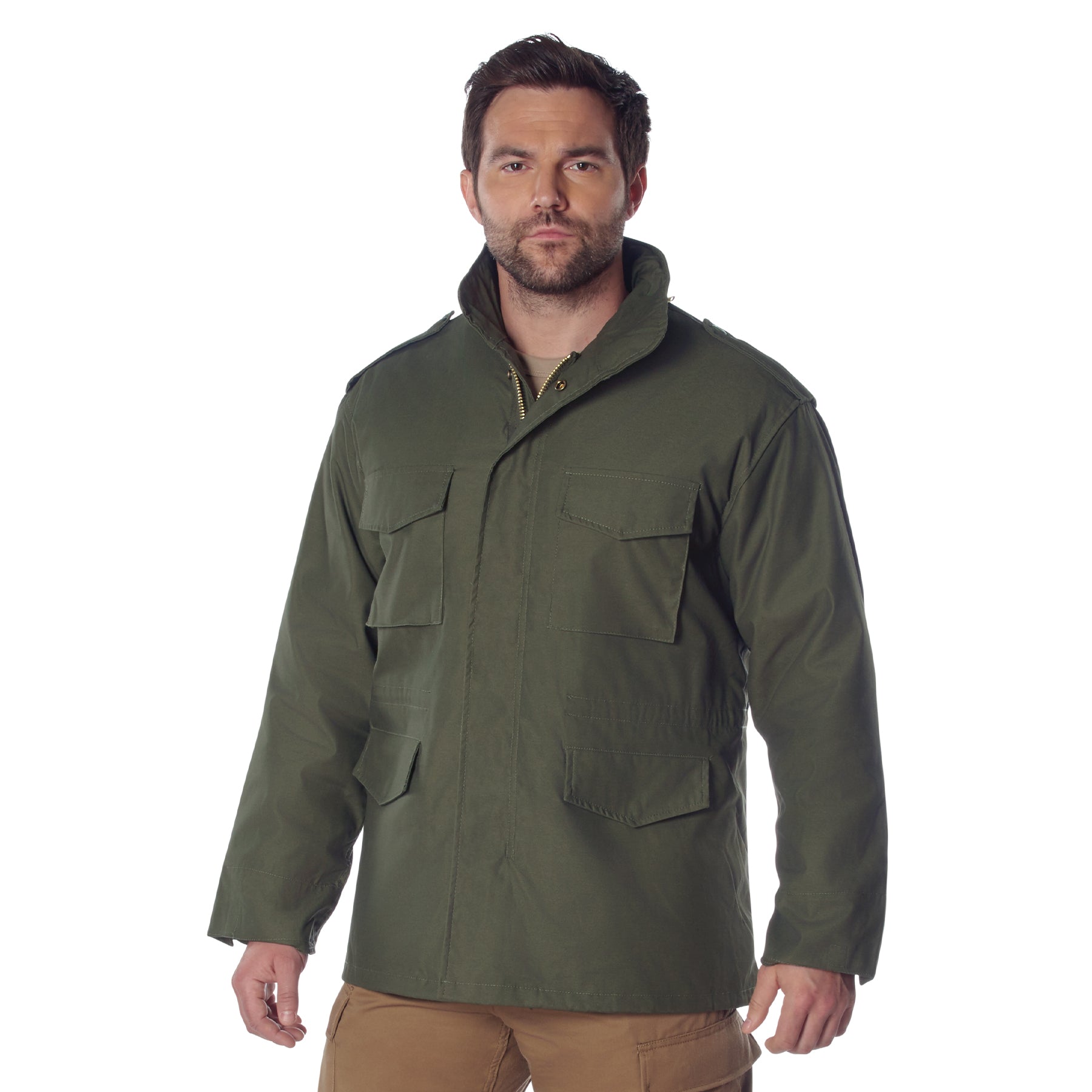 Rothco M-65 Field Jacket Olive Drab Size Large – Waterproof Military Outerwear with Removable Liner