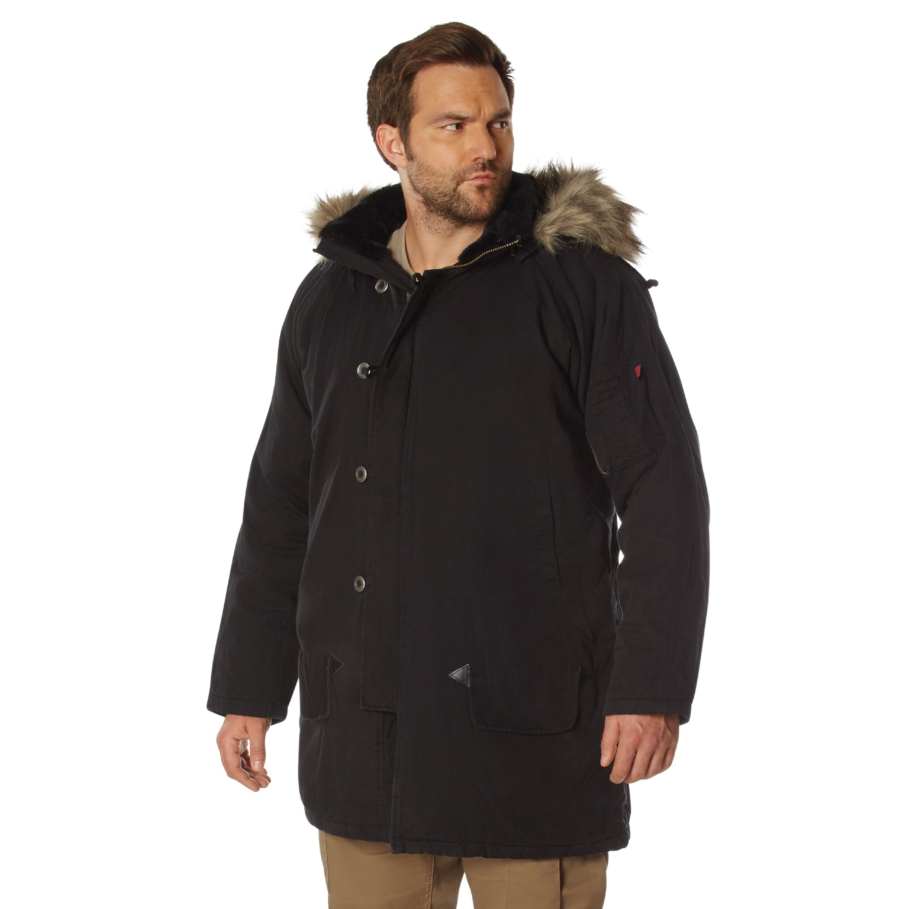 Rothco Vintage N-3B Parka Black Size Medium – Cold Weather Military-Style Outerwear