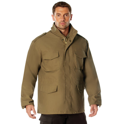 Rothco M-65 Field Jacket in Coyote Brown Size Large - Water-Resistant Military Outerwear