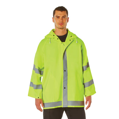 Rothco Safety Reflective Rain Jacket Size L - High Visibility Waterproof Outerwear