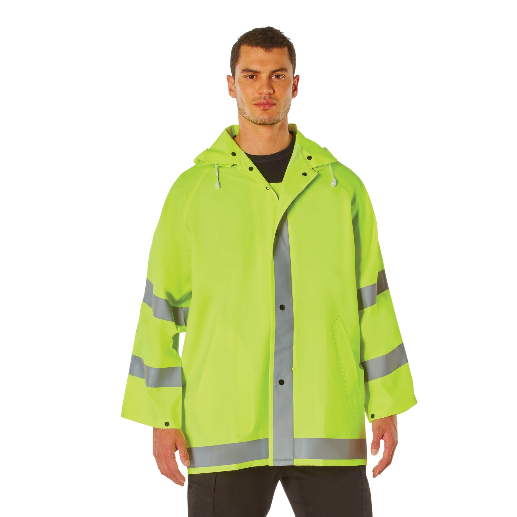 Rothco Safety Reflective Rain Jacket 2XL - High Visibility Waterproof Outerwear