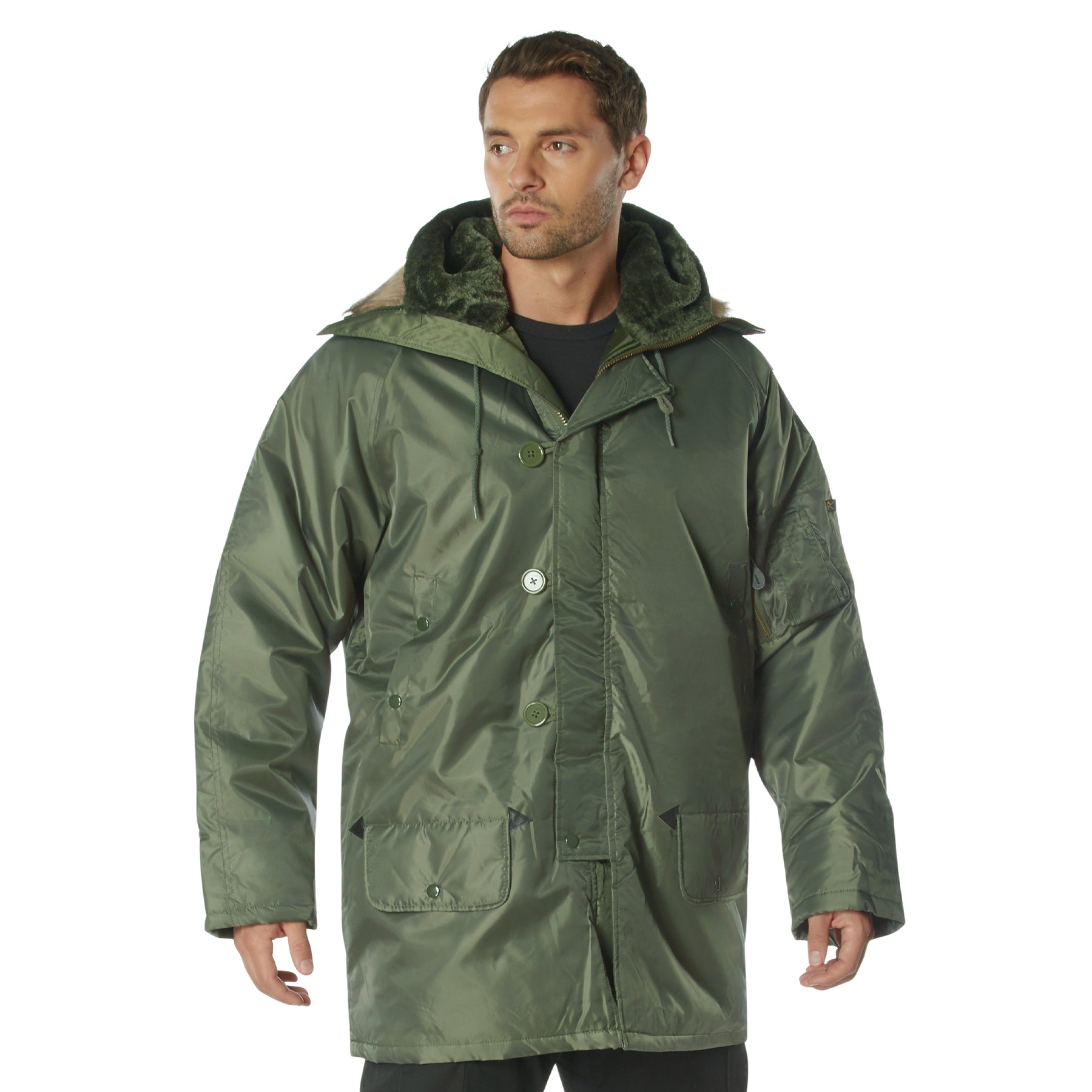 Rothco N-3B Parka in Sage Green Size Large – Military-Style Cold Weather Jacket with Heavy-Duty Water-Repellent Outer Shell