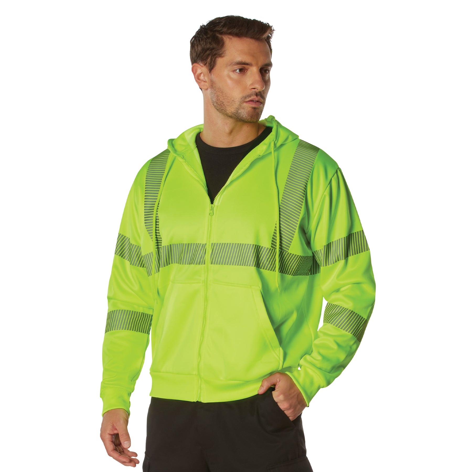 Rothco Hi-Vis Performance Zipper Sweatshirt - Safety Green 3XL