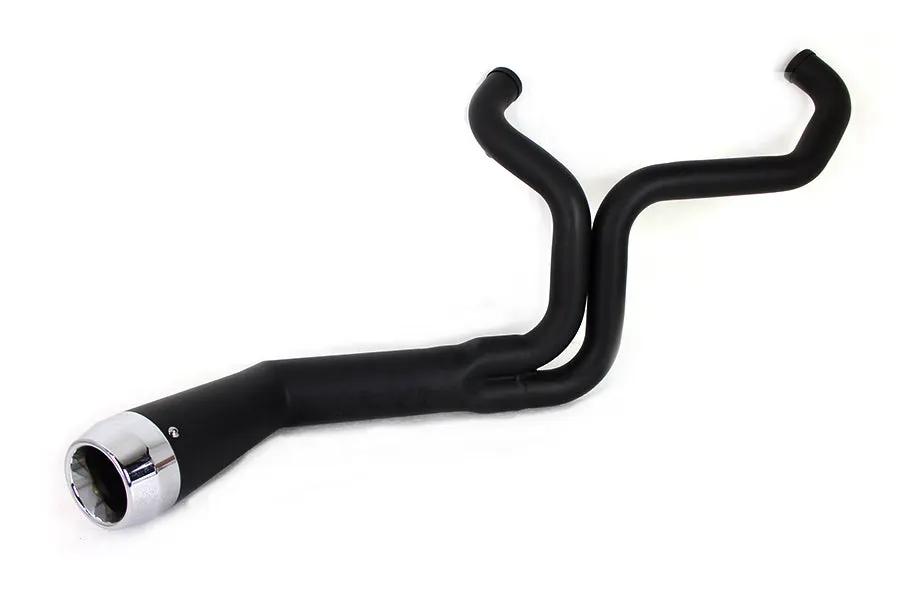 V-Twin FLT Offset Megaphone 2:1 Exhaust System with Black Finish and Chrome Header Set - Part #9104 by V-Twin