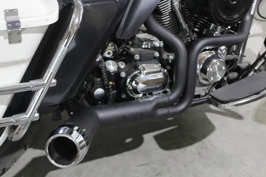 V-Twin FLT Offset Megaphone 2:1 Exhaust System with Black Finish and Chrome Header Set - Part #9104 by V-Twin