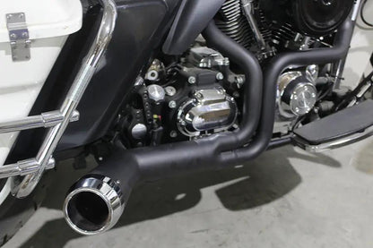 V-Twin FLT Offset Megaphone 2:1 Exhaust System with Black Finish and Chrome Header Set - Part #9104 by V-Twin