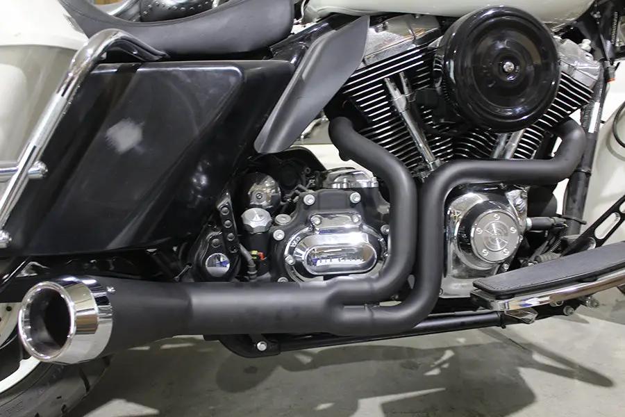 V-Twin FLT Offset Megaphone 2:1 Exhaust System with Black Finish and Chrome Header Set - Part #9104 by V-Twin