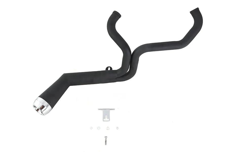 V-Twin FLT Offset Megaphone 2:1 Exhaust Black with Chrome Tip for Harley Davidson FLT (Part #8923) by V-Twin