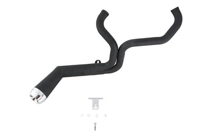 V-Twin FLT Offset Megaphone 2:1 Exhaust Black with Chrome Tip for Harley Davidson FLT (Part #8923) by V-Twin