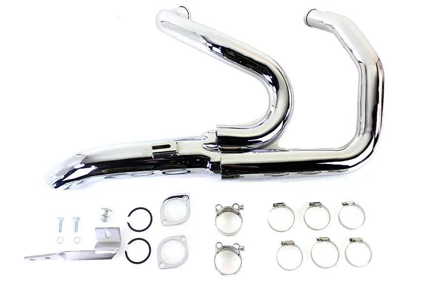 V-Twin Wyatt Gatling 1-3/4 inch 2 into 1 Exhaust Header Set Chrome for Harley Davidson XL by V-Twin