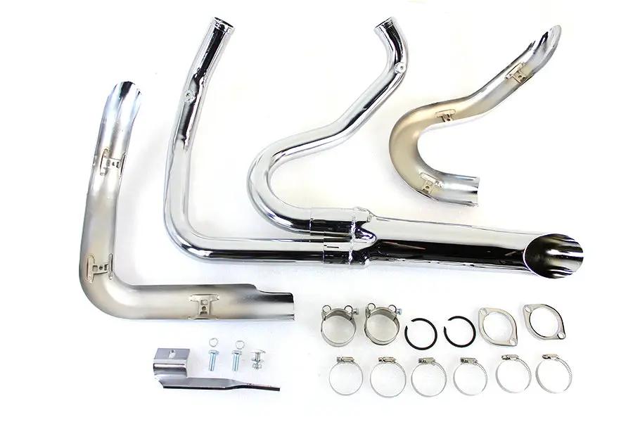 V-Twin Wyatt Gatling 1-3/4 inch 2 into 1 Exhaust Header Set Chrome for Harley Davidson XL by V-Twin