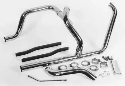 Paughco 735-6A 2:1 Dual Crossover Exhaust Header Set Chrome for Harley Davidson FLST & FXST by Paughco