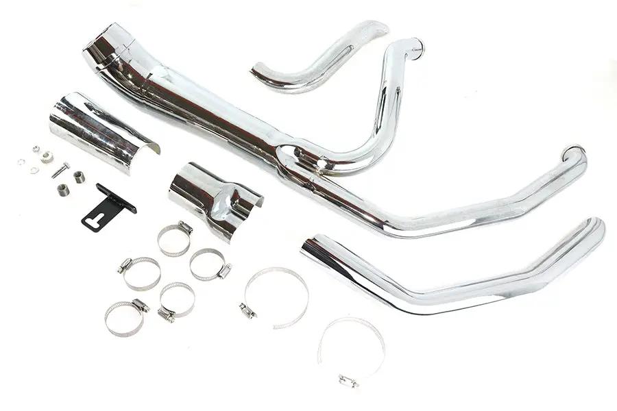 V-Twin Cyclone 1-3/4 Inch 2 into 1 Exhaust Header Set Chrome for Harley Davidson FLT by V-Twin