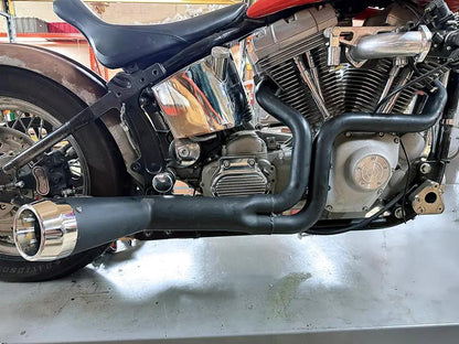 V-Twin Cyclone 1-3/4 inch 2 into 1 Exhaust Header Set in Black for Harley Davidson FXST Models by V-Twin