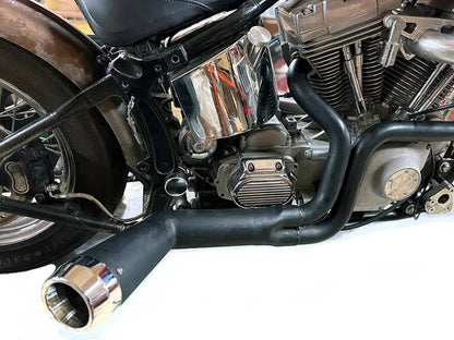 V-Twin Cyclone 1-3/4 inch 2 into 1 Exhaust Header Set in Black for Harley Davidson FXST Models by V-Twin