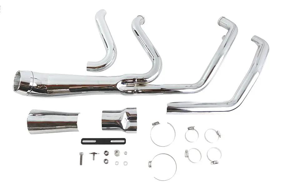 V-Twin Cyclone 1-3/4 inch 2 into 1 Exhaust Header Set Chrome for Harley Davidson FXST (2007-2016) by V-Twin