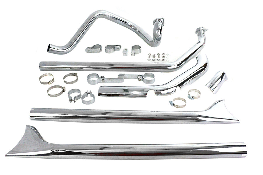 V-Twin 29-2138 Factory Sample True Dual Chrome Exhaust System for Harley-Davidson FLH