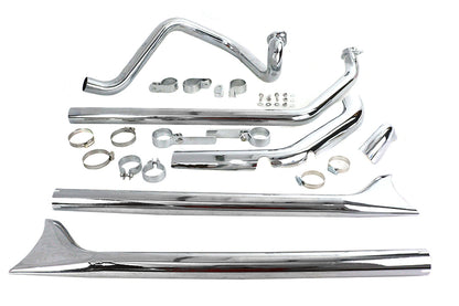 V-Twin 29-2138 Factory Sample True Dual Chrome Exhaust System for Harley-Davidson FLH