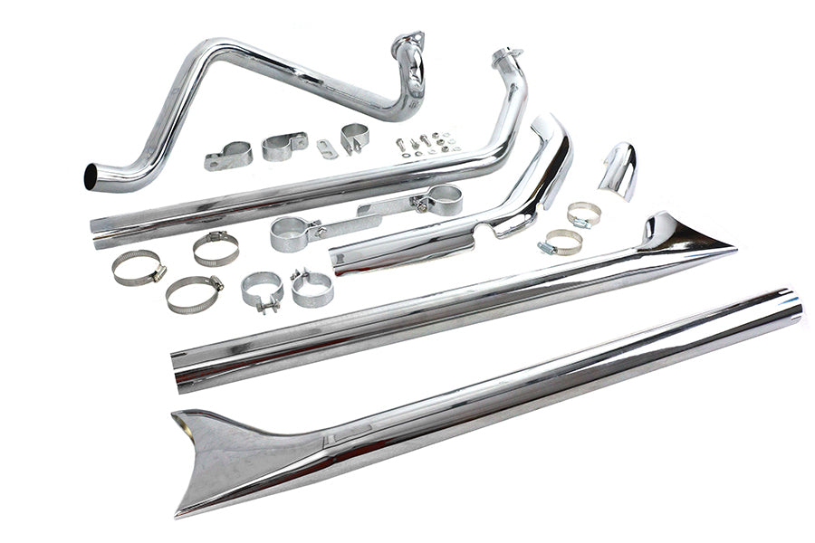 V-Twin 29-2138 Factory Sample True Dual Chrome Exhaust System for Harley-Davidson FLH