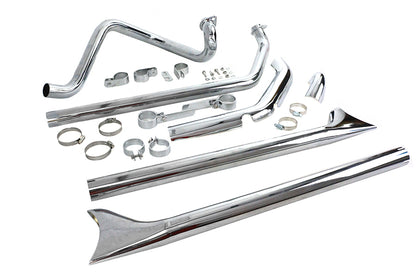 V-Twin 29-2138 Factory Sample True Dual Chrome Exhaust System for Harley-Davidson FLH
