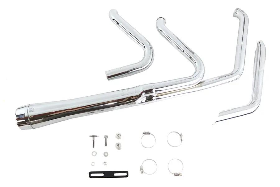 V-Twin Wyatt Gatling Holeshot Chrome Exhaust Set for Harley FXST Models by V-Twin