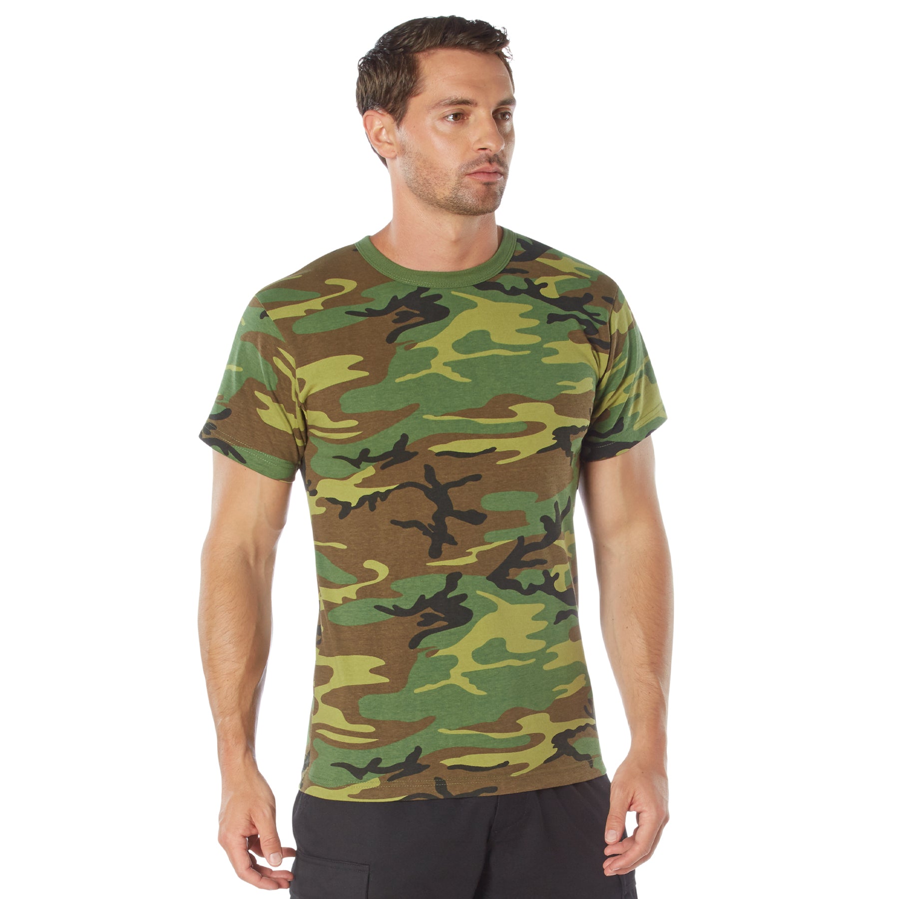Rothco Heavyweight T-Shirt Woodland Camo Size Large – Durable Cotton/Polyester Crewneck for Work and Outdoor Activities