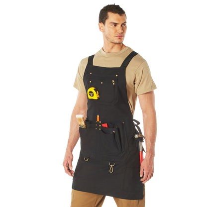 Rothco Canvas Full-Body Work Apron in Black – Heavy-Duty 22 oz. Cotton Canvas with Multiple Tool Pockets and Adjustable Fit
