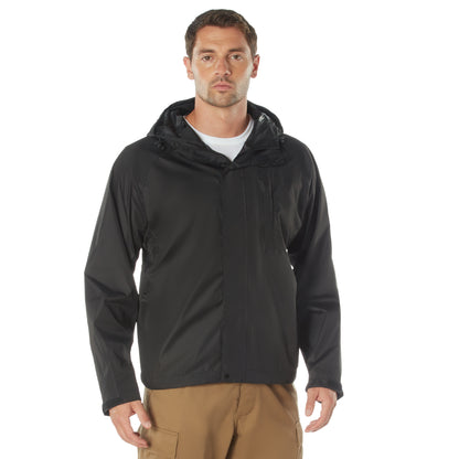 Rothco Packable Rain Jacket in Black, Size 2XL - Compact and Lightweight Waterproof Outerwear