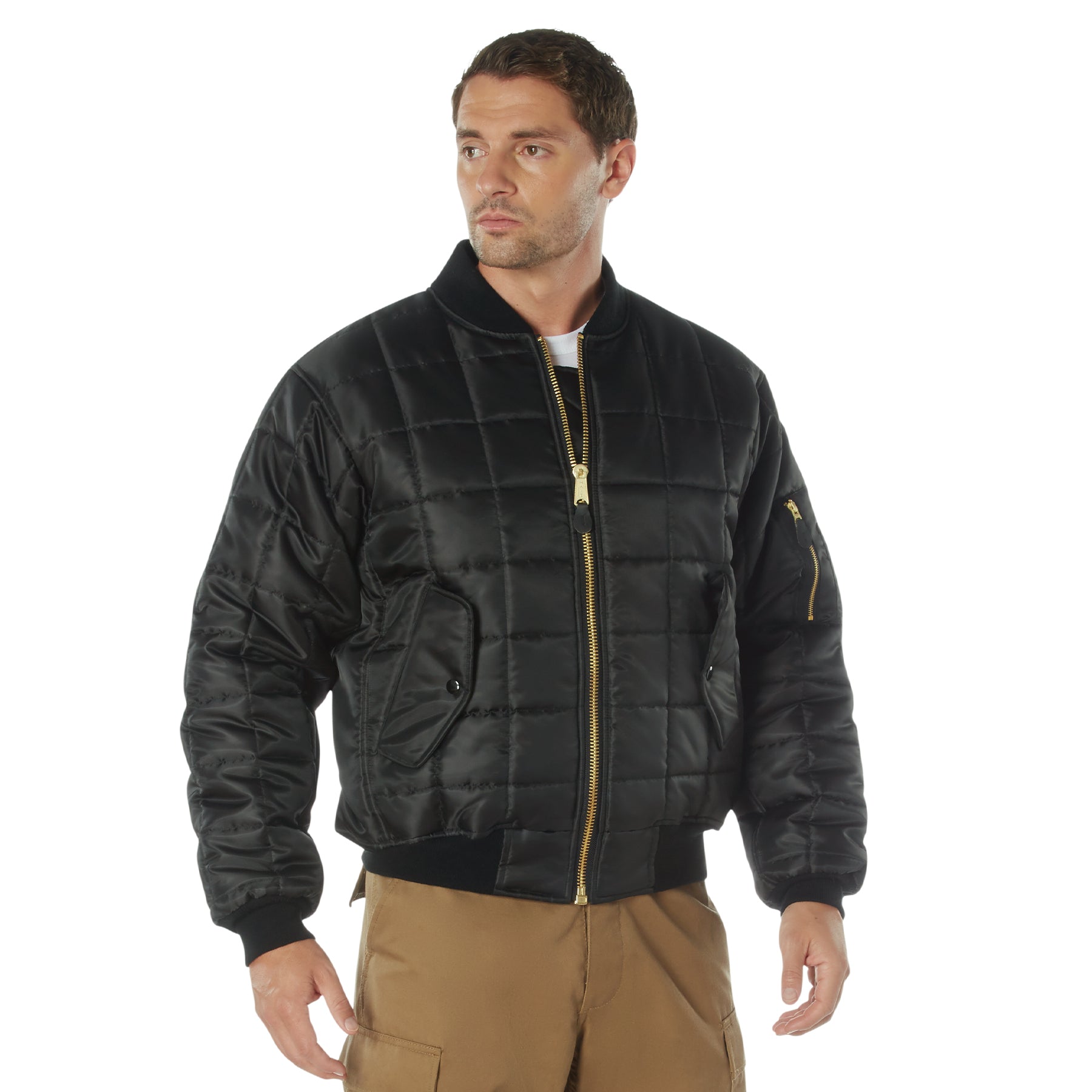 Rothco Quilted MA-1 Flight Jacket in Black – Size 2XL