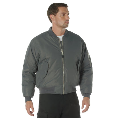 Rothco Enhanced Nylon MA-1 Flight Jacket for Men - Gunmetal Grey, Size 3XL