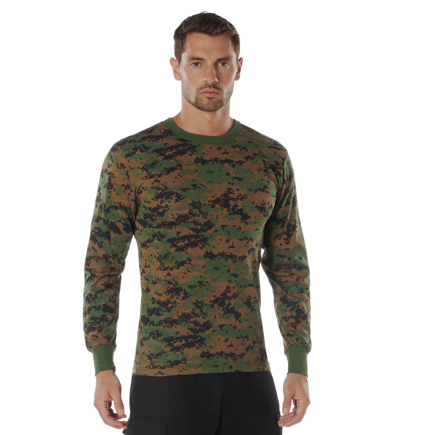 Rothco Long Sleeve Digital Camo T-Shirt in Woodland Digital Camo, Size 2XL