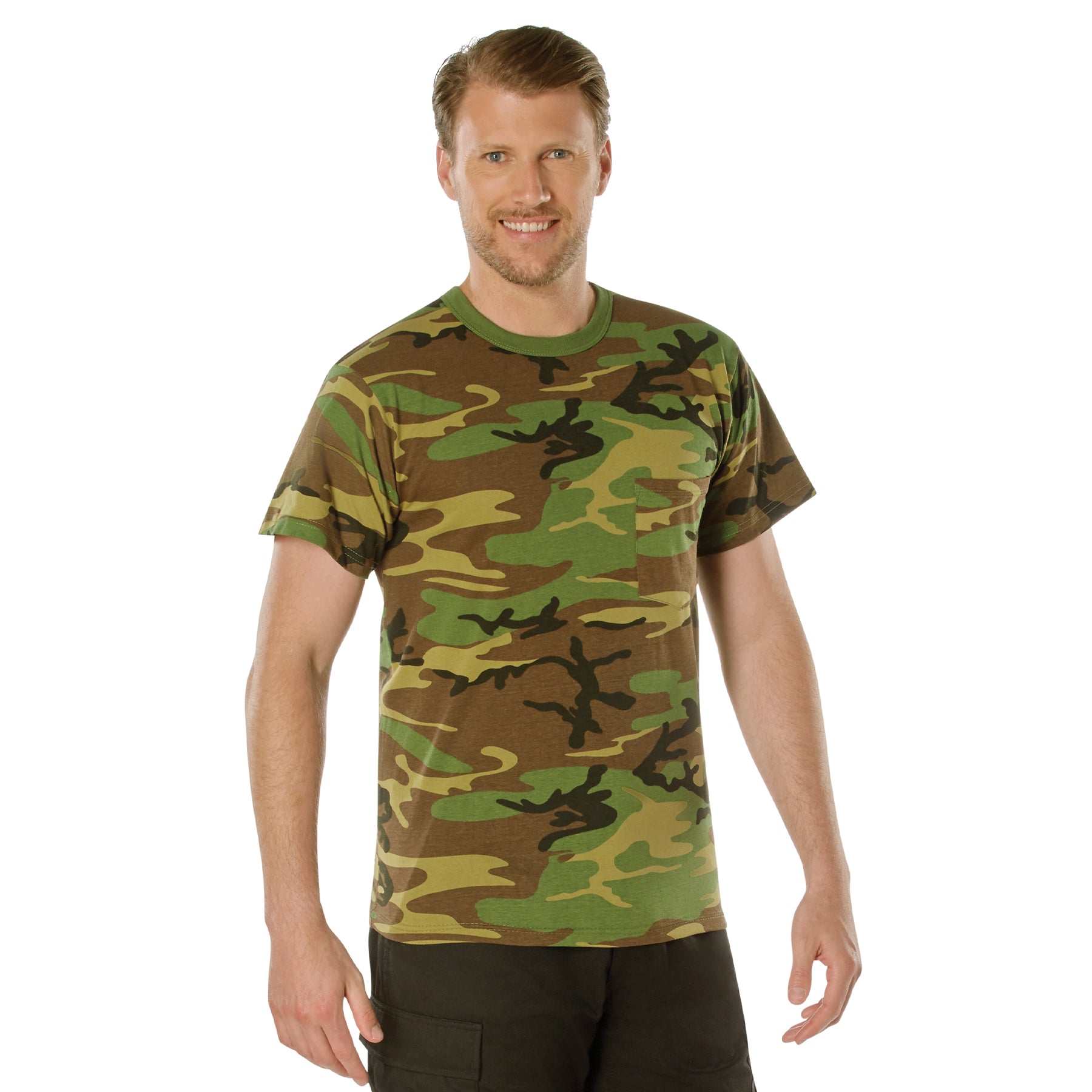 Rothco Woodland Camo T-Shirt with Pocket - Size M