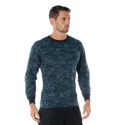 Rothco Long Sleeve Digital Camo T-Shirt in Midnight Digital Camo, Size Large