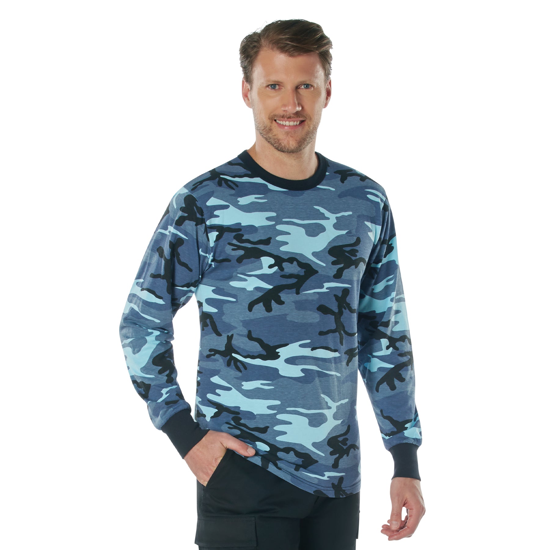 Rothco Long Sleeve Color Camo T-Shirt Sky Blue Camo Size 2XL