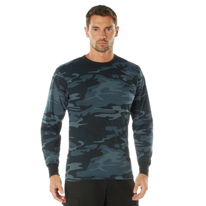 Rothco Long Sleeve Color Camo T-Shirt in Midnight Blue Camo - Size Small