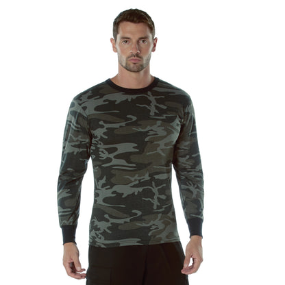Rothco Long Sleeve Color Camo T-Shirt Black Camo Size Small