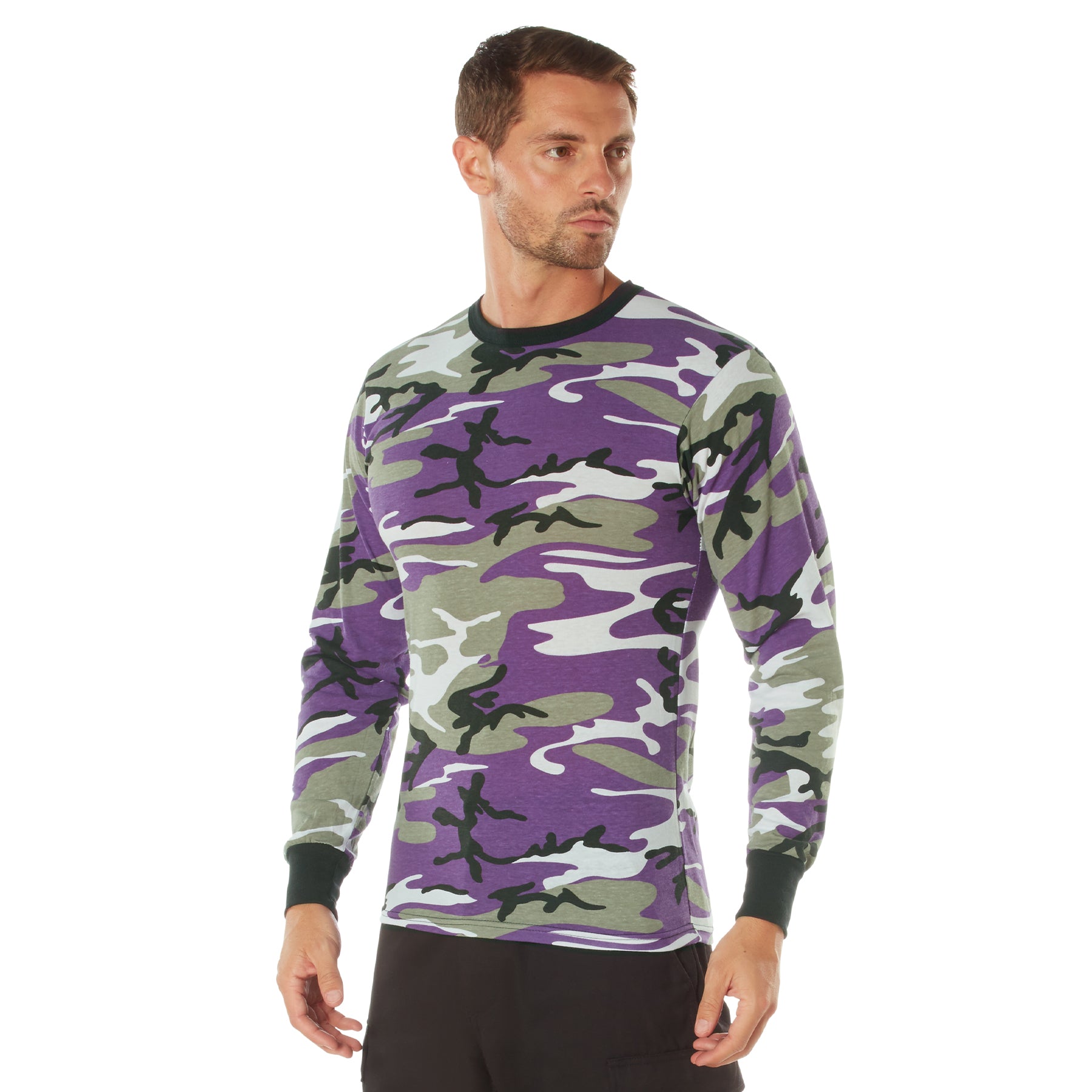 Rothco Long Sleeve Color Camo T-Shirt in Ultra Violet Camo, Size Medium
