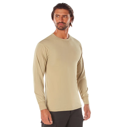 Rothco Long Sleeve Solid T-Shirt in Desert Sand, Size XL – Durable and Comfortable Tactical Wear