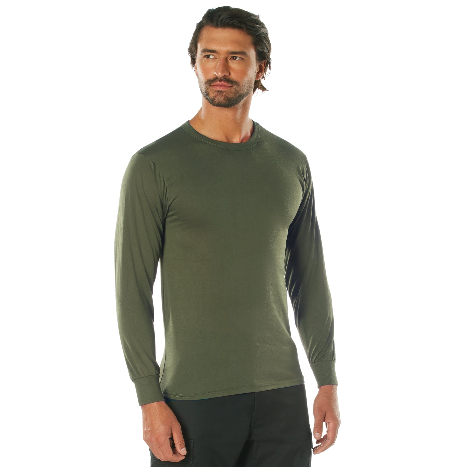Rothco Moisture Wicking Long Sleeve T-Shirt in Olive Drab Size Small