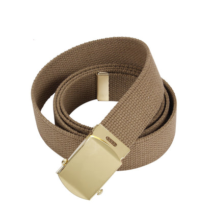 Rothco Web Belts - 54 Inch Adjustable Coyote Brown with Gold Buckle