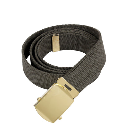 Rothco Military Web Belt - 64 Inches Long Olive Drab with Gold Buckle