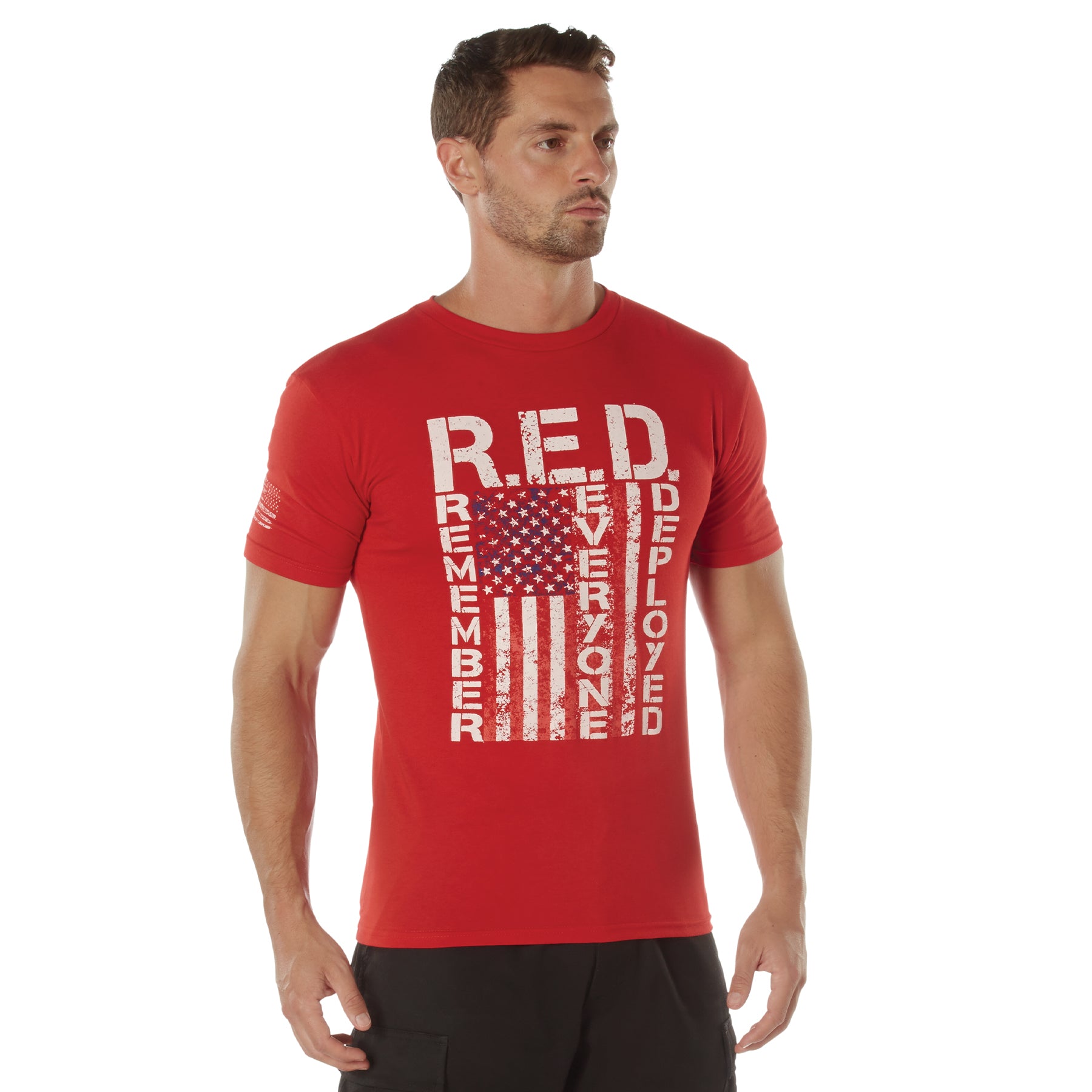 Rothco Athletic Fit R.E.D. Remember Everyone Deployed T-Shirt - Red, Size Small