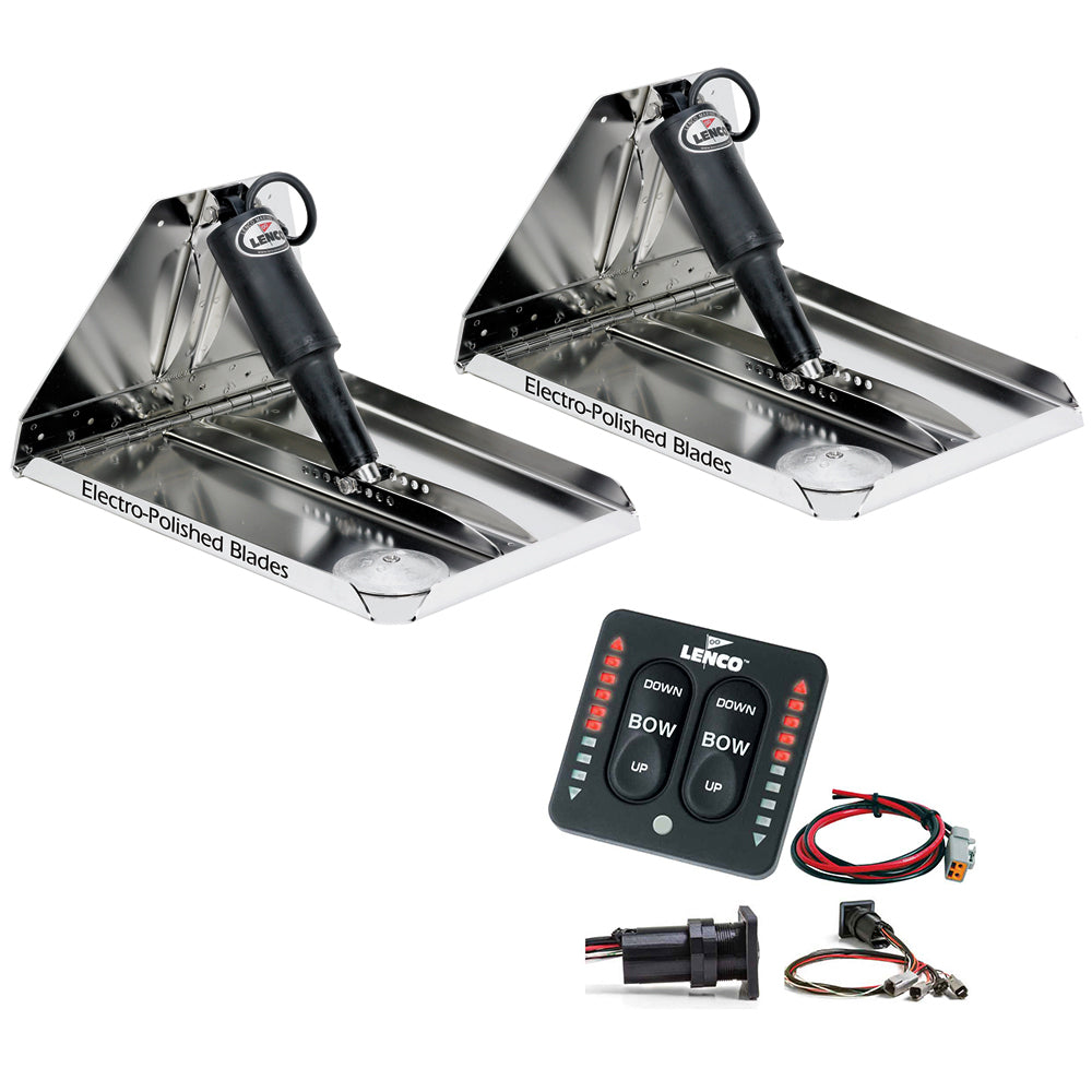 Lenco Marine 16" x 12" Heavy Duty Performance Trim Tab Kit with LED Indicator Switch - 12V