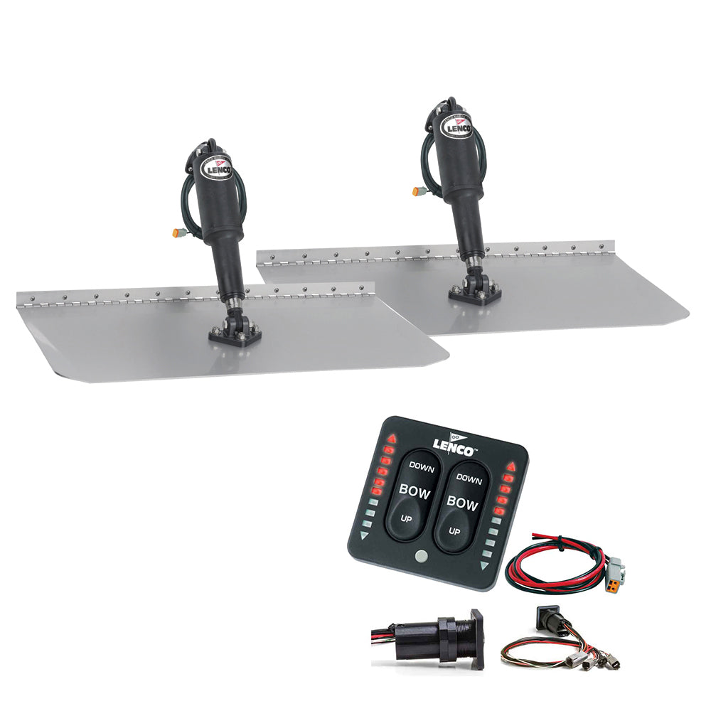 Lenco Marine 12" x 12" Standard Trim Tab Kit with LED Switch - 12V for Boats up to 30 Feet