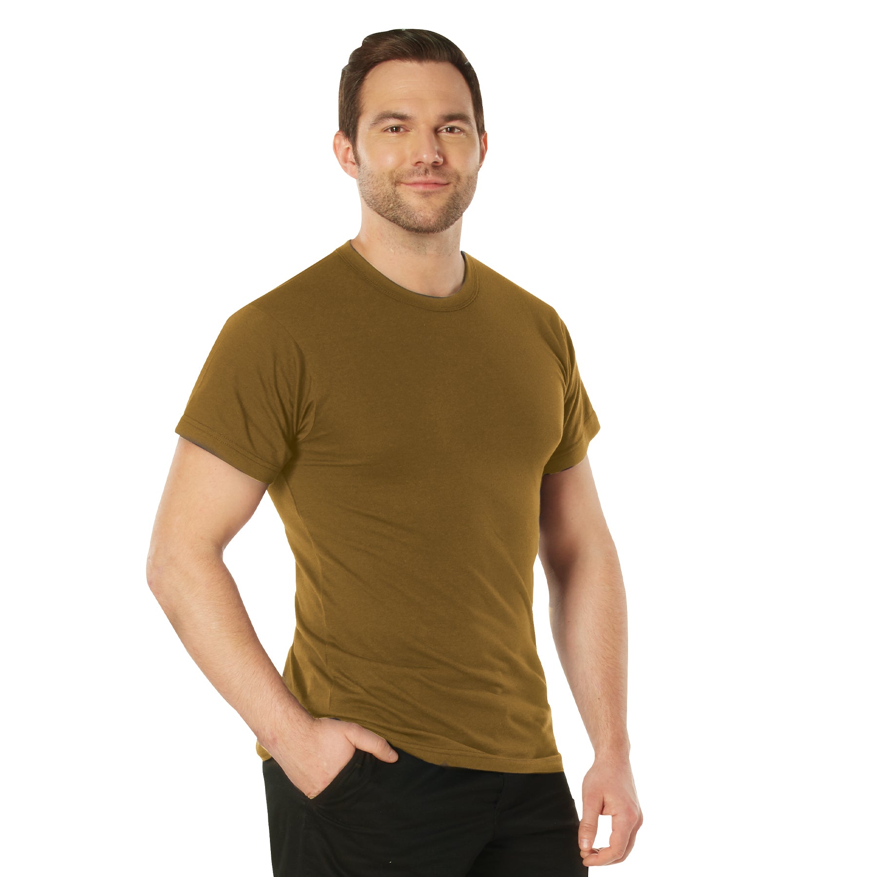 Rothco Solid Color 100% Cotton T-Shirt Brown Size Large