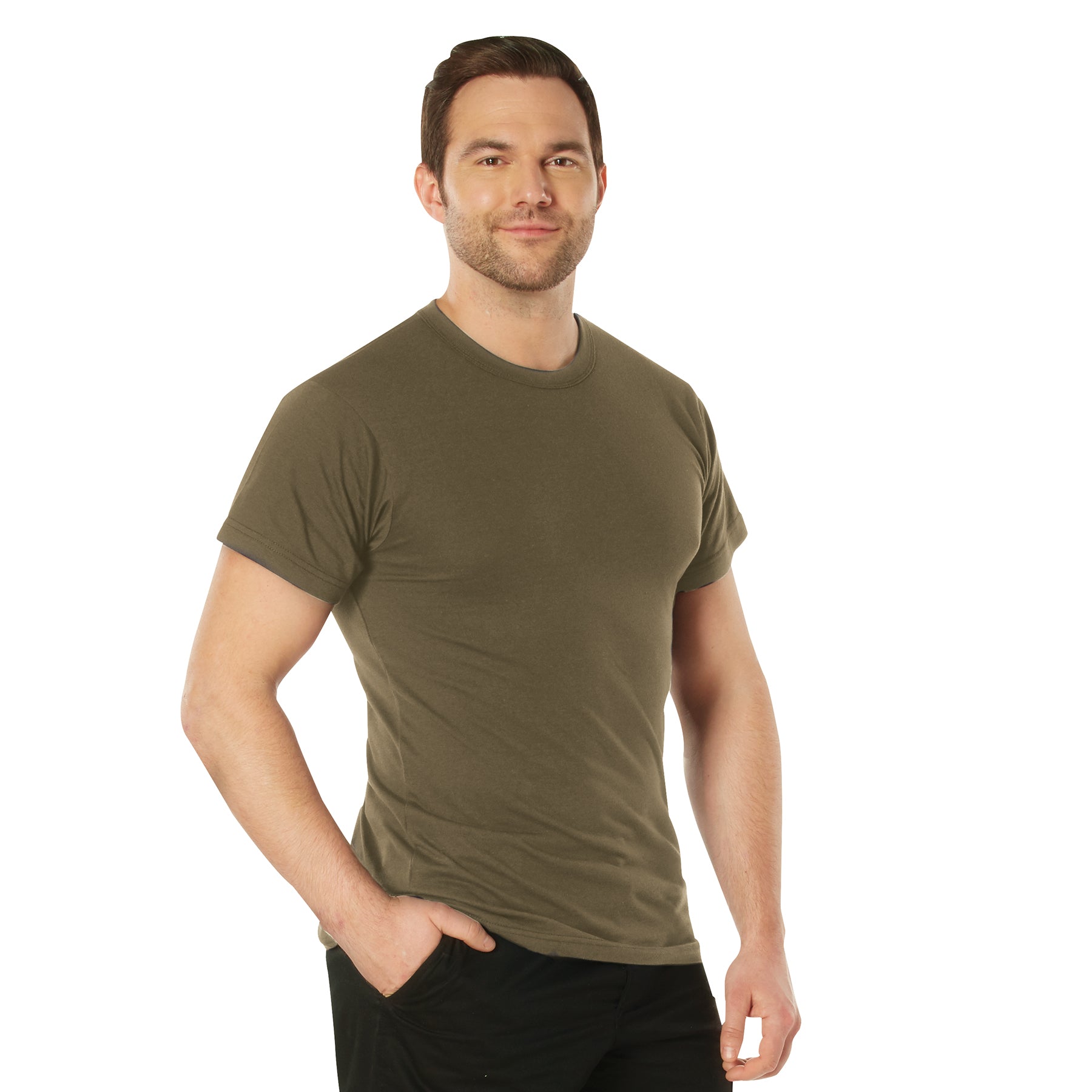 Rothco Solid Color Cotton-Polyester Crew Neck T-Shirt in Brown, Size Large