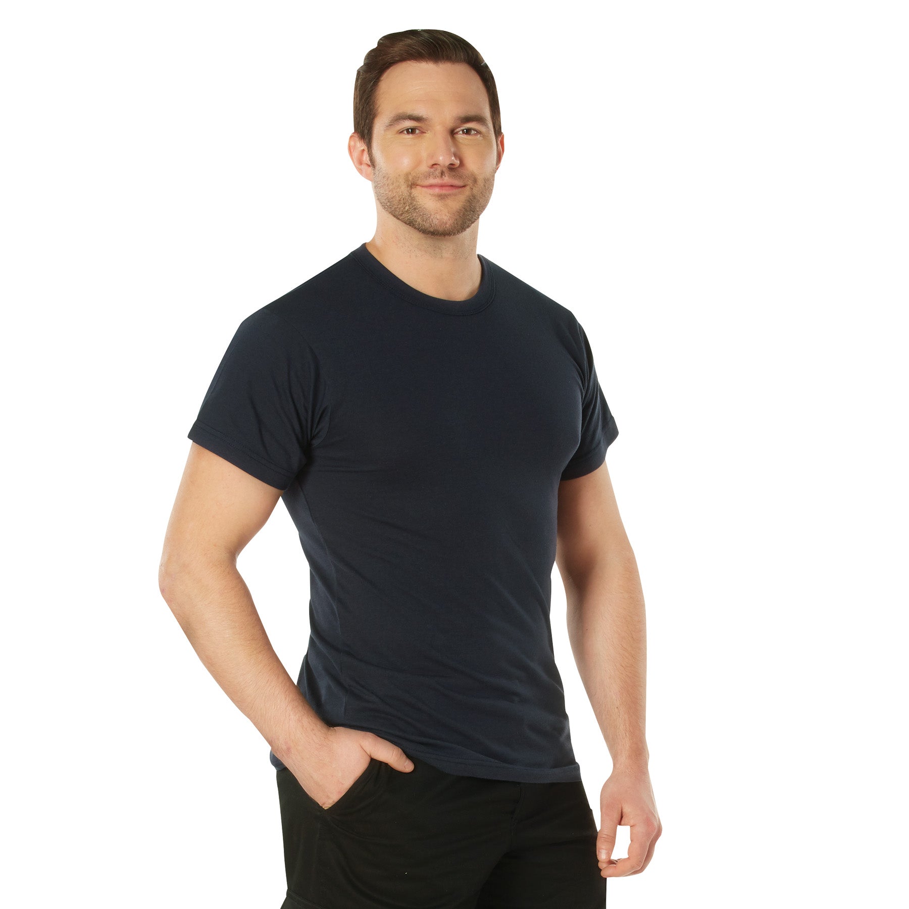 Rothco Solid Color Navy Blue Short Sleeve Crew Neck T-Shirt, Size Small