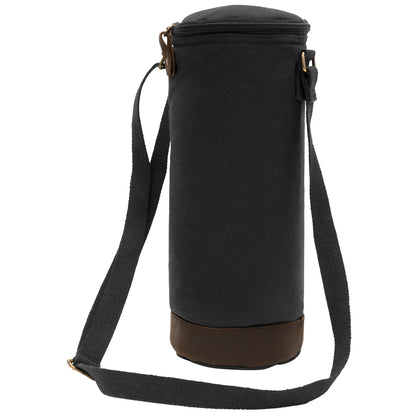 Rothco Waxed Canvas Wine Carrier Tote Bag - Black with Insulated Bottle Holder