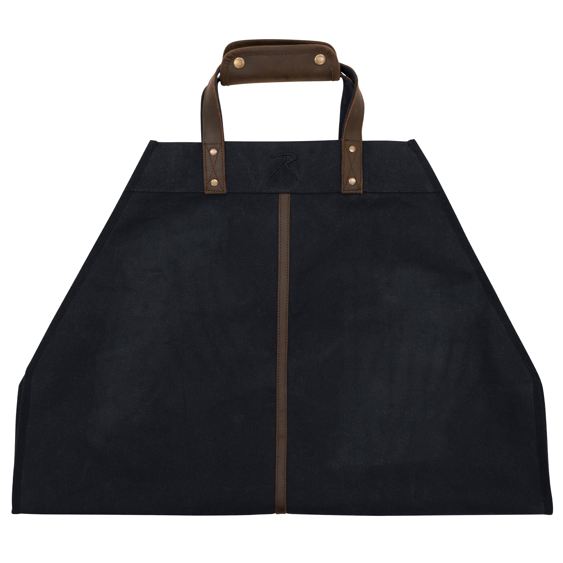 Rothco Backwoods Waxed Canvas Log Carrier Black – Heavy-Duty Firewood Carrying Bag with Leather Handles
