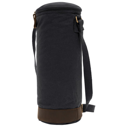 Rothco Waxed Canvas Wine Carrier Tote Bag - Black with Insulated Bottle Holder